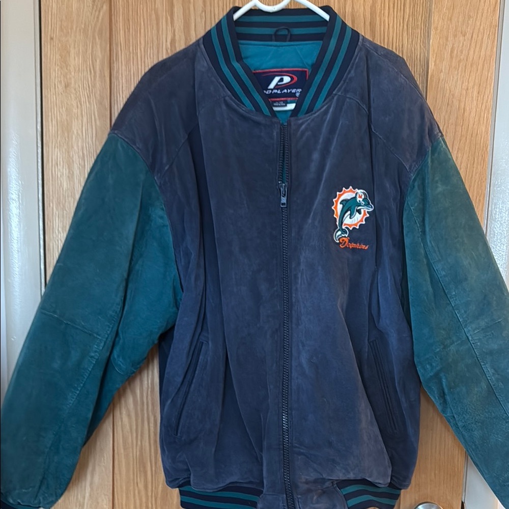 Suede Miami Dolphins letterman style jacket